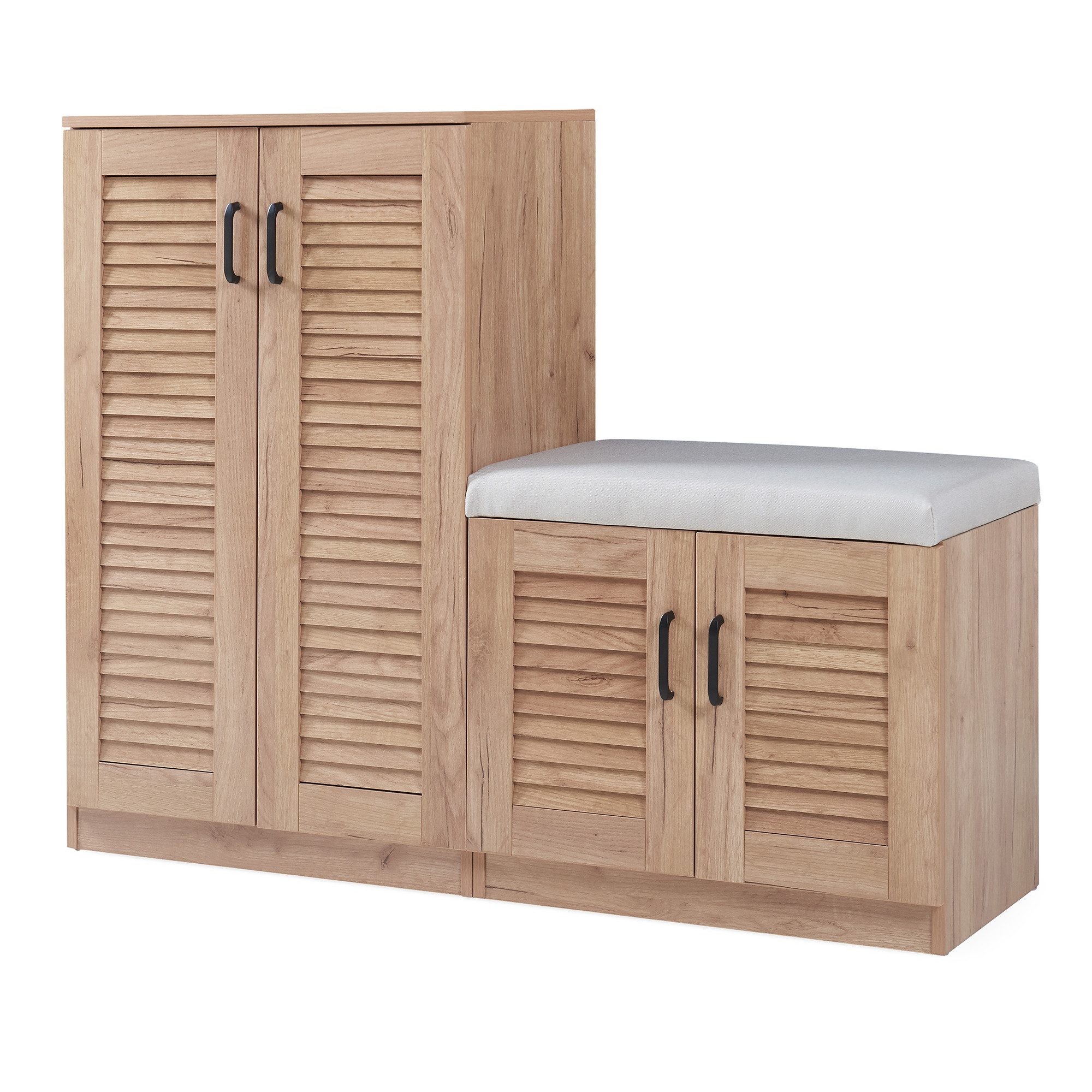 en.casa Schuhschrank »Løten« 120 x 36 x 97 cm mit Sitzbank Eicheoptik