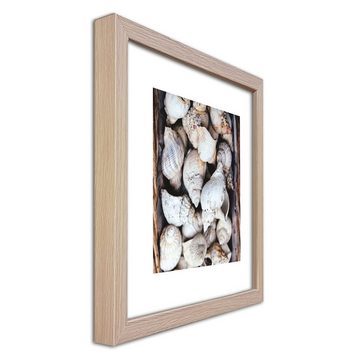 artissimo Bild mit Rahmen Bild gerahmt 30x30cm / Design-Poster inkl. Holz-Rahmen / Wandbild, Strand und Meer: Strandgut I