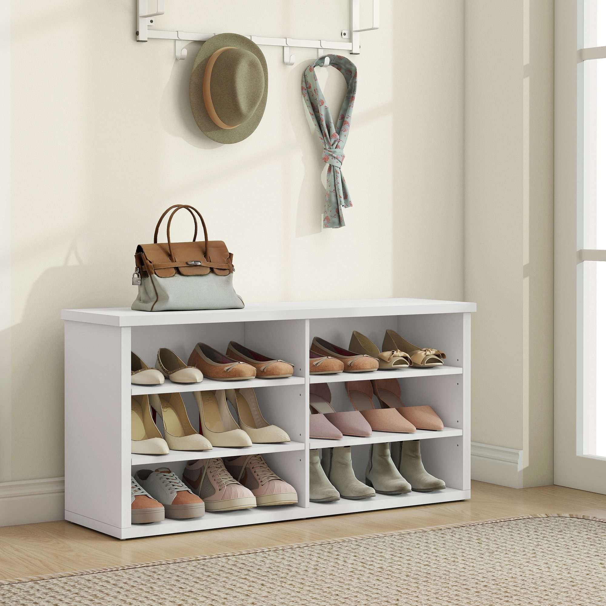 VASAGLE Schuhbank, Sitzbank mit Stauraum, Schuhregal 6 Fächer, verstellbare günstig online kaufen