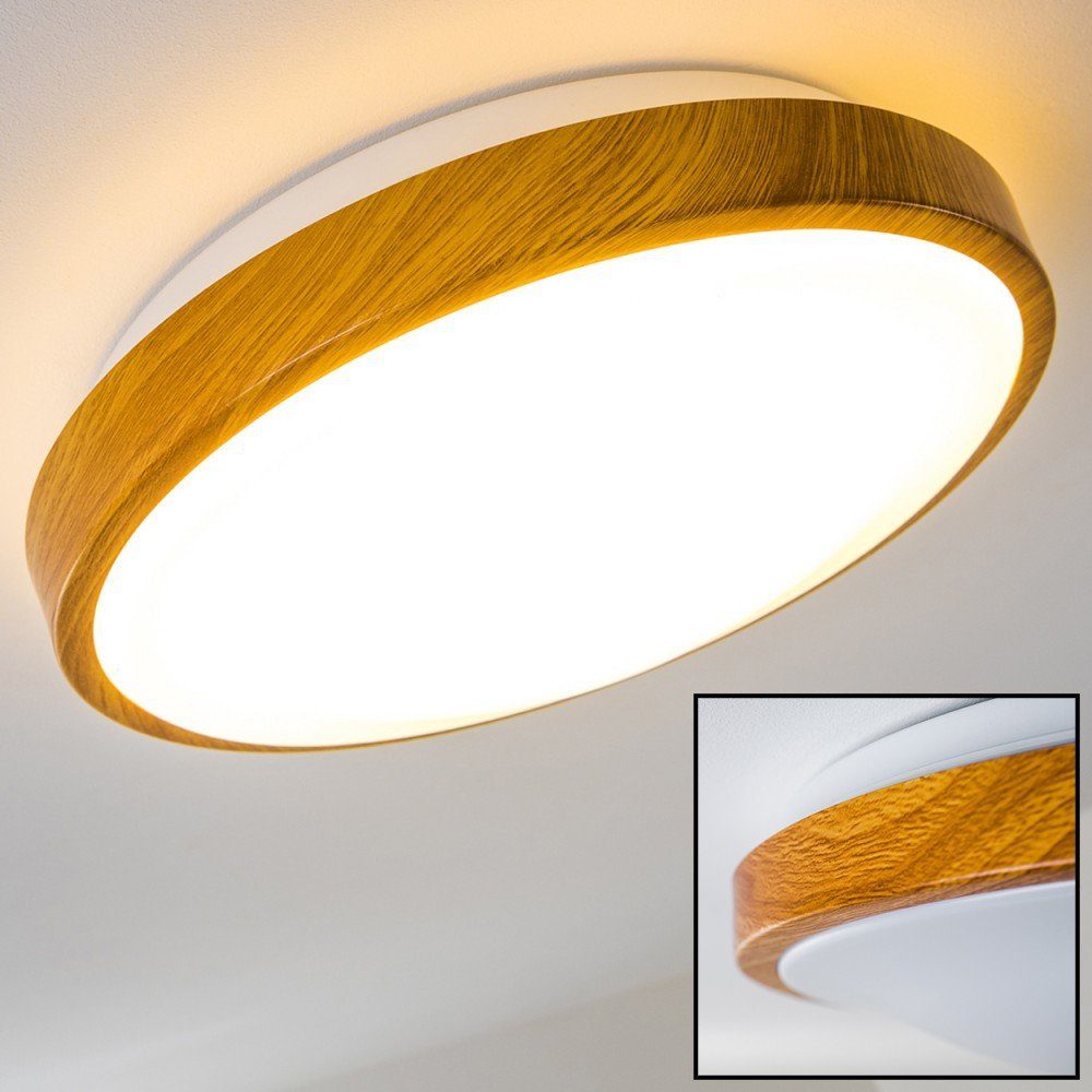 hofstein Deckenleuchte »Rosola« Bad in für Deckenlicht 3000 mit gemütliche Atmosphäre Badezimmer Holz-Optik, Kelvin, warmweißem Licht