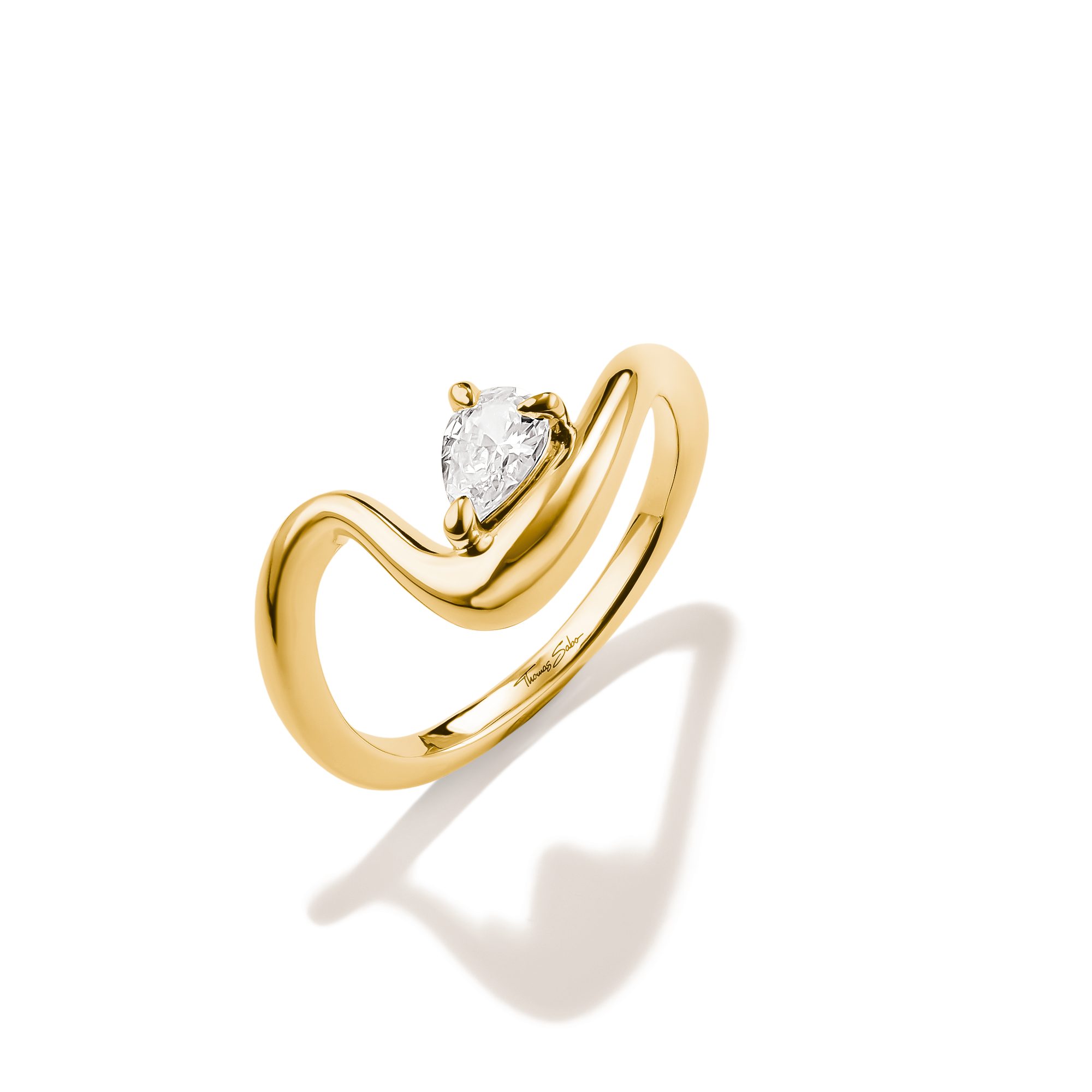 THOMAS SABO Fingerring Fluid Elegance Ring mit Zirkoniastein gelbgoldfarben, mit Zirkonia (synth)
