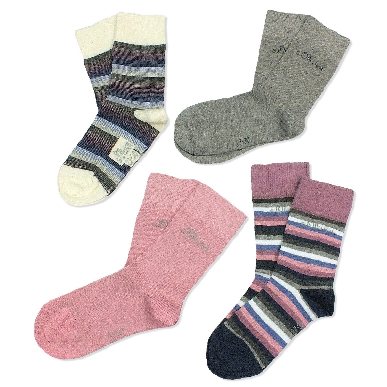 Socken, & Kinder (Packung, 4 mit Mädchen Kindersocken Langsocken Paar) s.Oliver 4-Paar, S20306 Jungen Baumwolle,
