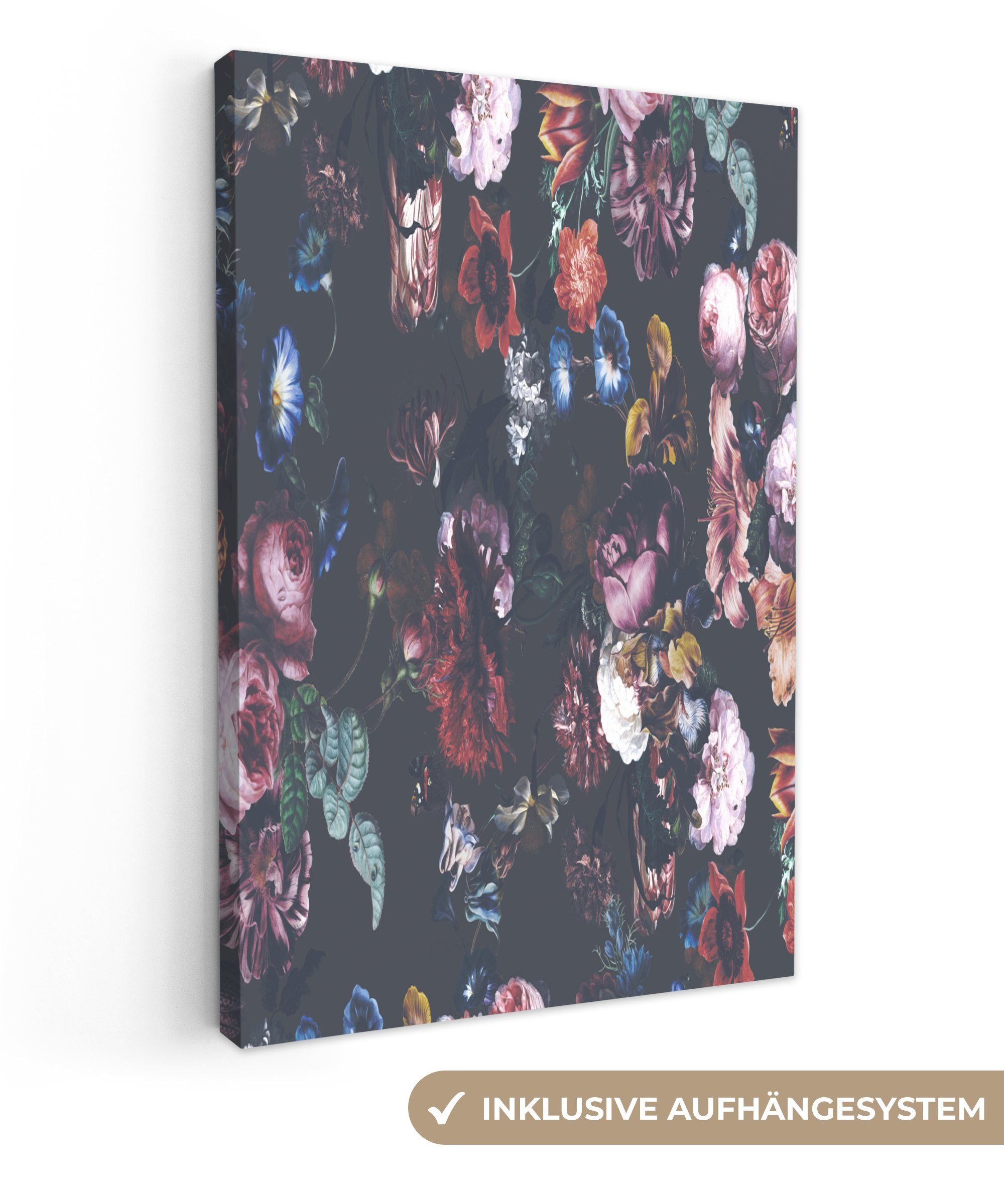 OneMillionCanvasses® Leinwandbild Blumen - Flora - Farben, (1 St), Leinwandbild fertig bespannt inkl. Zackenaufhänger, Gemälde, 20x30 cm