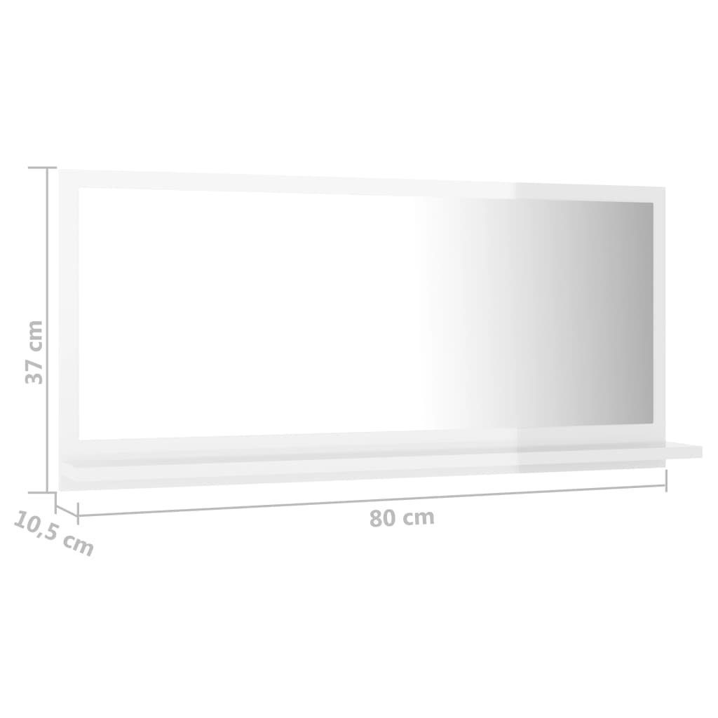 vidaXL Badezimmerspiegelschrank Badspiegel 80x10,5x37 (1-St) Holzwerkstoff cm Hochglanz-Weiß