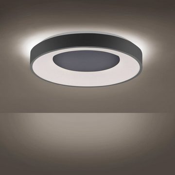 Lindby LED Deckenleuchte Naraika, dimmbar, LED-Leuchtmittel fest verbaut, Farbwechsel warmweiß / tageslicht, Modern, Eisen, PMMA, anthrazit, weiß, 1 flammig, inkl.