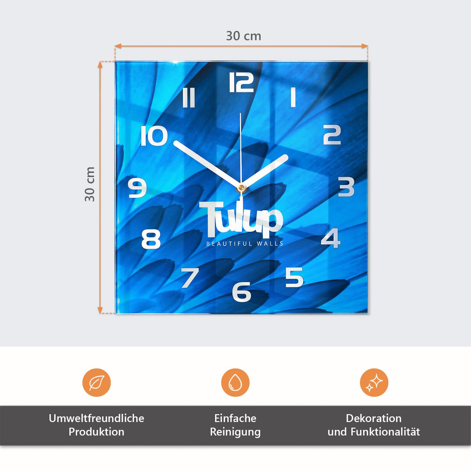 Tulup Wanduhr Wanduhr Dekorative Glasuhr für modernes Zuhause aus Hartglas (Kaffeebohnen, Braun)