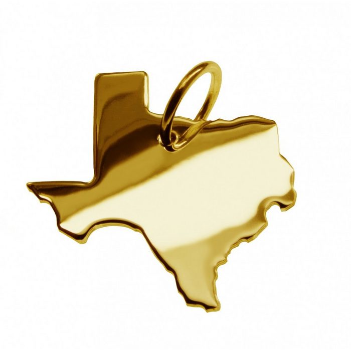 schmuckador Kettenanhänger Kettenanhänger in der Form von der Landkarte Texas in massiv 585 Gelbgold