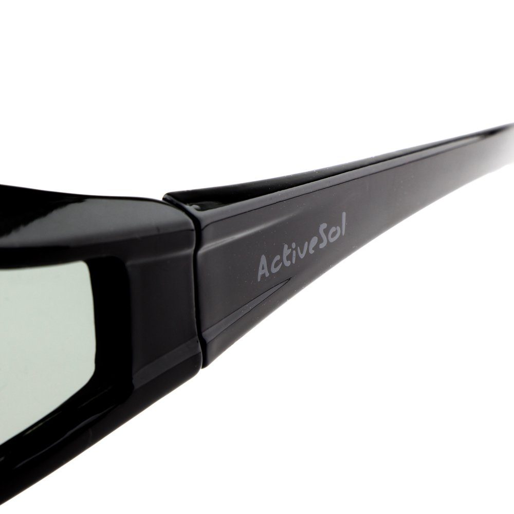 Herren für Sonnenbrille Schwarz polarisierte, Classic Glänzend Überziehsonnenbrille 400 SUNGLASSES ActiveSol UV