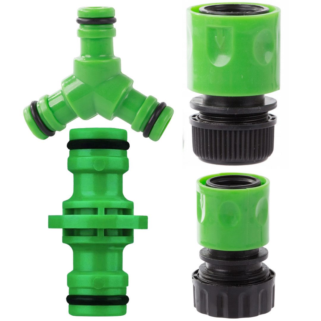 VERK GROUP Schlauchkupplung Schlauchkupplung Gartenschlauch Verbinder Y-Splitter 1/2" 3/4", Schnellkupplungssystem, Vier Varianten zur Auswahl