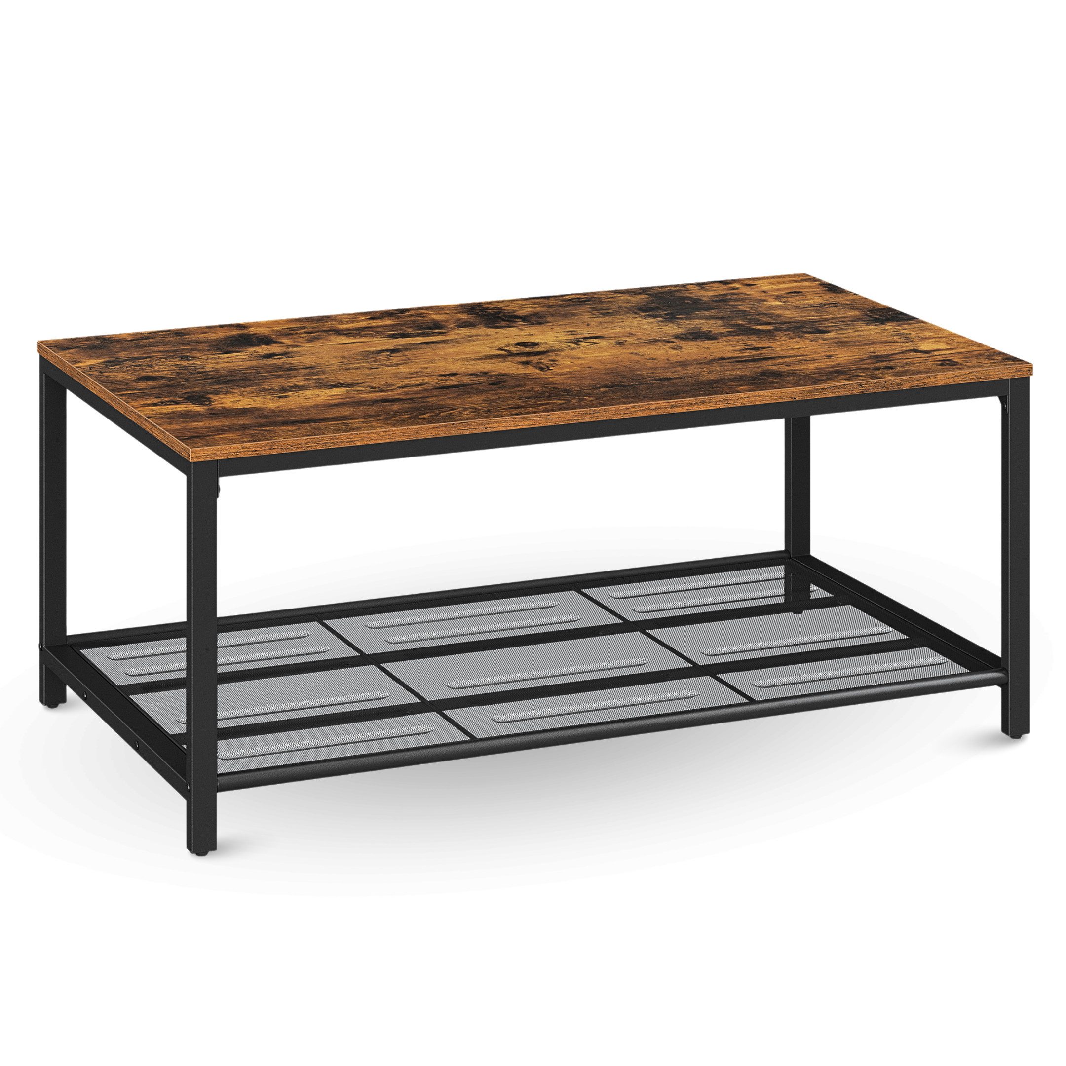 holz4home® Couchtisch Connie mit Gitterablage I 106x60x45 cm I Wohnzimmertisch Vintage, Beistelltisch im Industrial Look