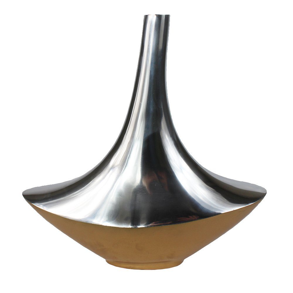 Arnusa Dekovase Design Vase aus Aluminium Tischvase Oval Schiffchen Gold/Silber, mit Filzgleiter auf der Unterseite, schwere Ausführung