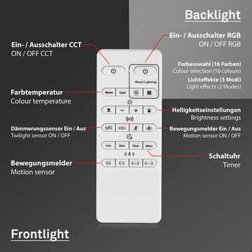 Briloner Leuchten LED Deckenleuchte 3227-016, Farbsteuerung, LED fest verbaut, Kaltweiß, Neutralweiß, Tageslichtweiß, Warmweiß, Deckenlampe Ø36cm dimmbar Backlight CCT Sensor