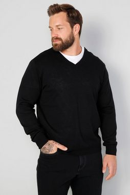 Men Plus Rundhalspullover V-Pullover aus pflegeleichter Baumwoll-Mischung