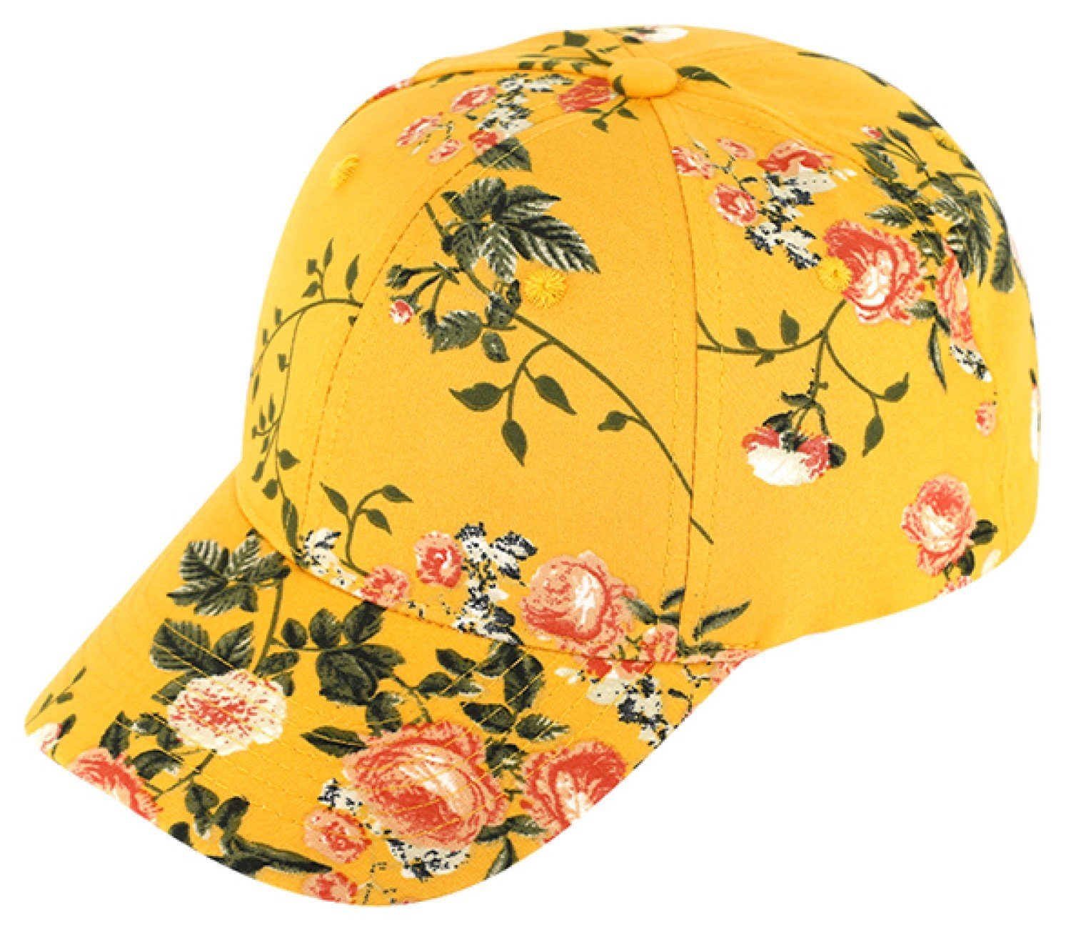 Breiter Baseball Cap Sommerliche Kappe mit Blumenmuster 203-Curry