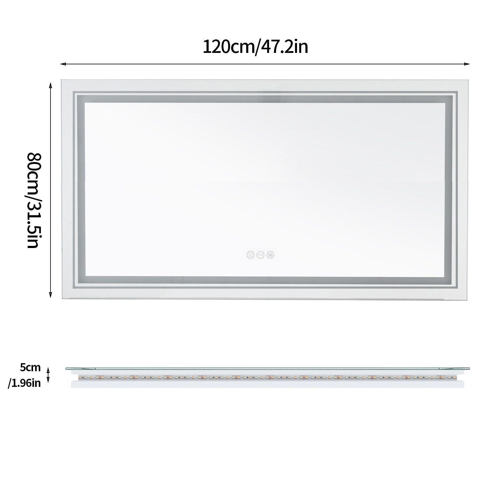 LUVODI Badspiegel 120x80 cm Badezimmerspiegel mit günstig online kaufen
