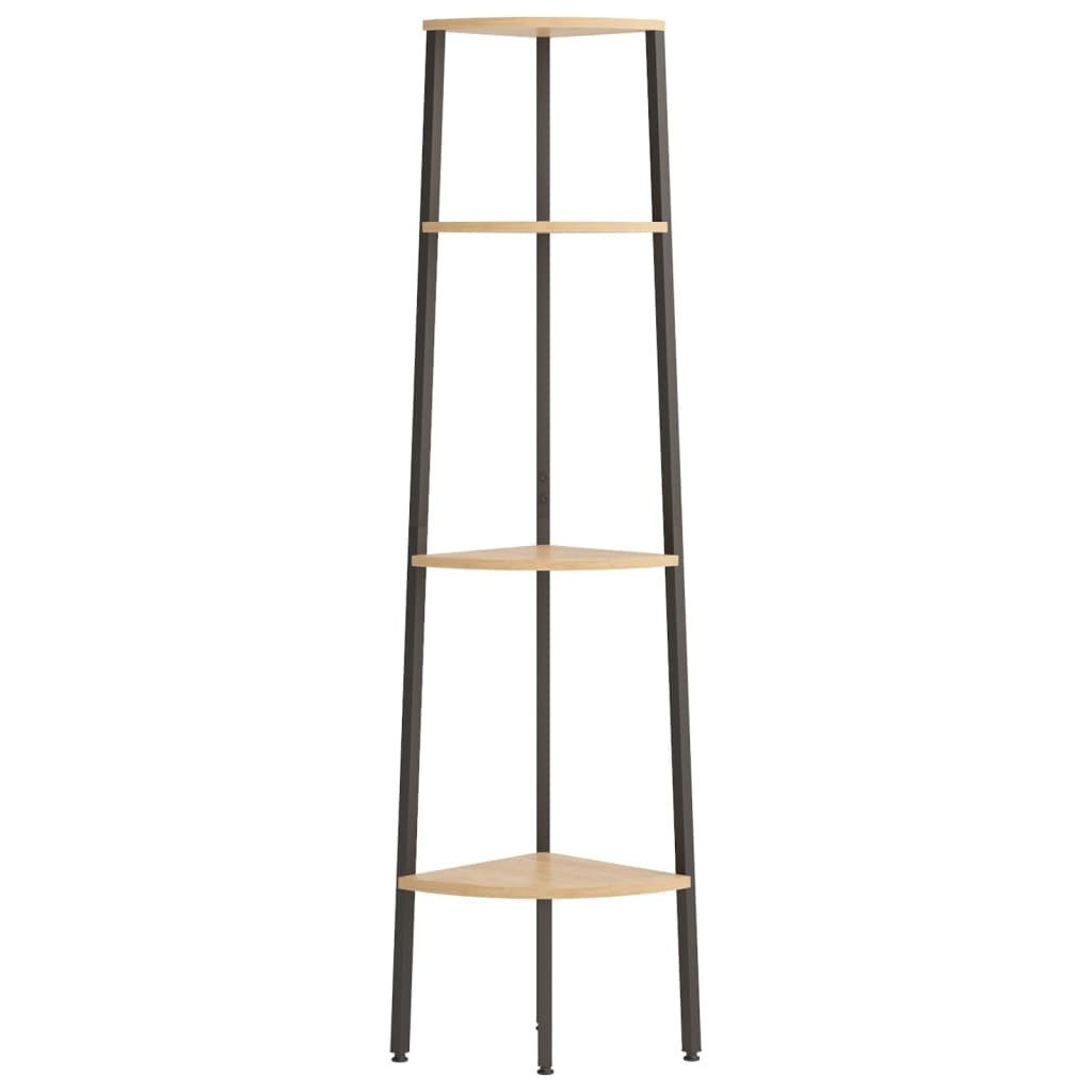 vidaXL Bücherregal 4-stöckiges Eckregal Hellbraun und Schwarz 45,5 x 31,5 x 150 cm, 1-tlg.