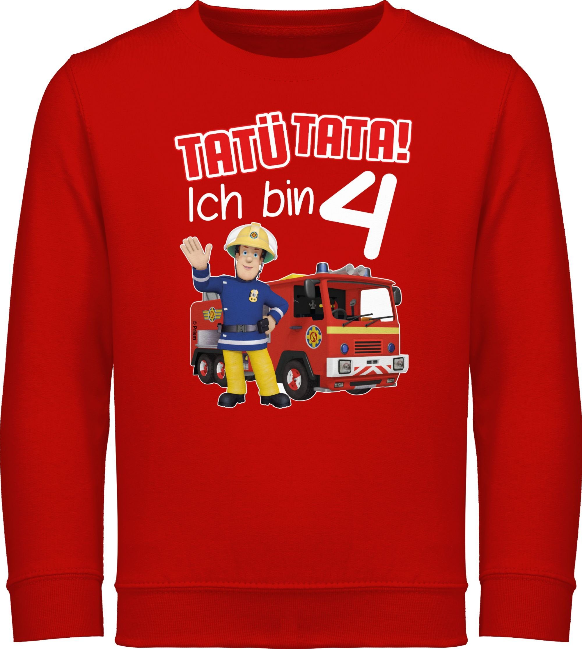 Shirtracer Sweatshirt Tatü Tata! Ich bin 4 - rot Feuerwehrmann Sam Mädchen 1 Rot