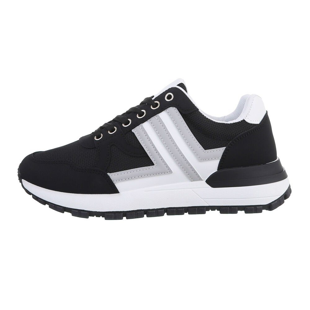 Ital-Design Herren Low-Top Freizeit Sneaker Flach Sneakers in Schwarz