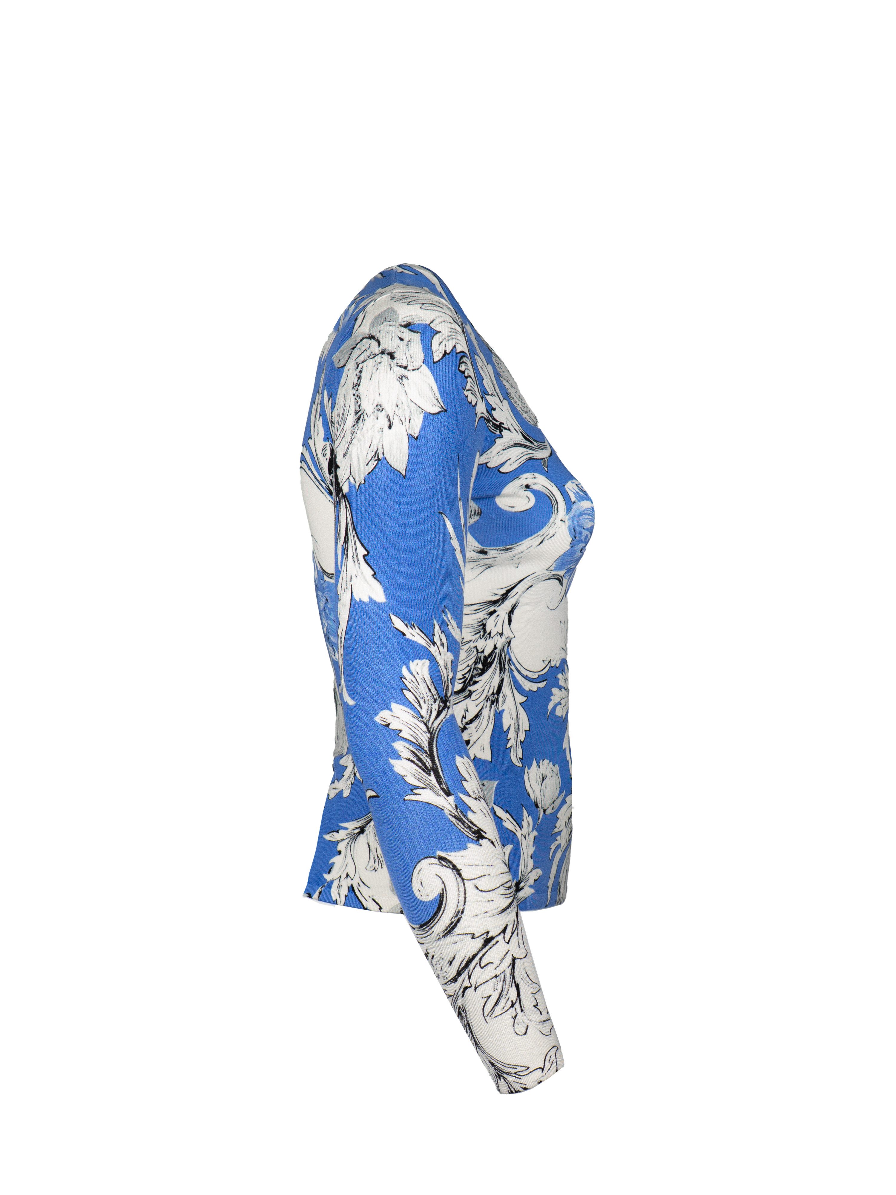 Passioni Strickpullover in blau mit weißen Ornamenten günstig online kaufen