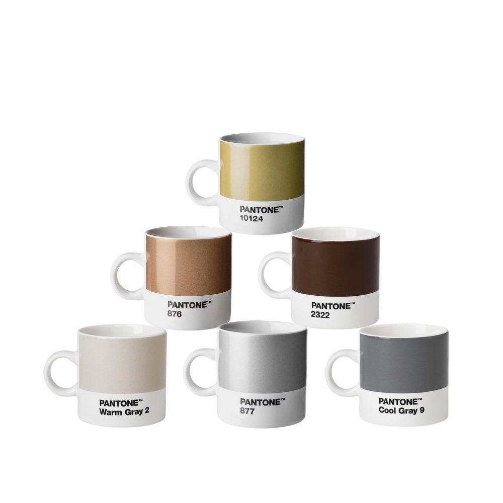 PANTONE Kaffeeservice, Porzellan Espressotasse 6er-Set, 120 ml Set No.5 - Metalltöne | Kaffeeservice