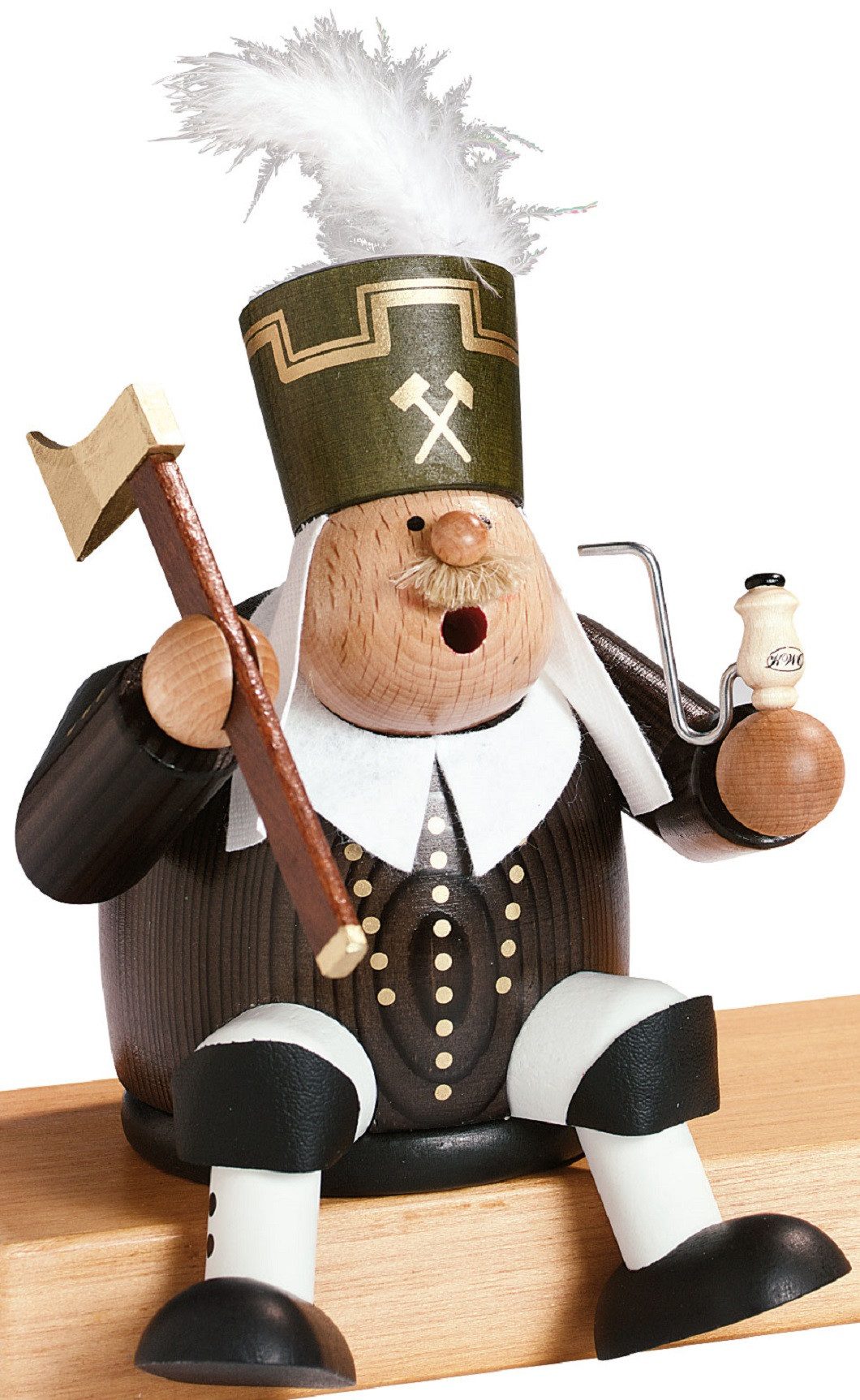 KWO Kunstgewerbe Werkstätten Räuchermännchen KWO Räuchermann Kantenhocker Bergmann, (1 St), Handarbeit aus dem Erzgebirge