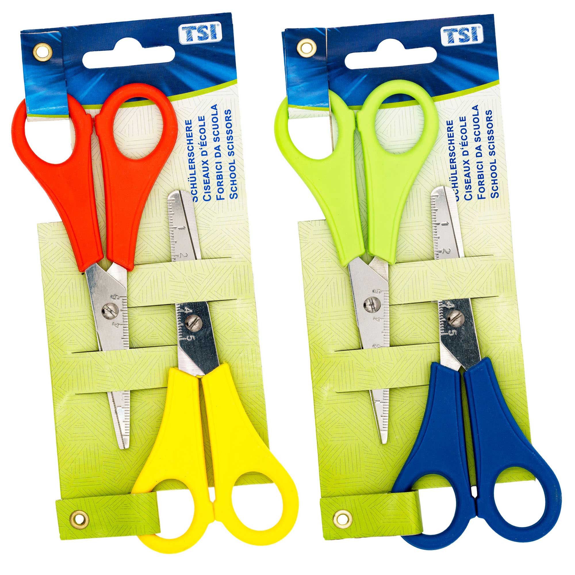 TSI Schreibwaren Universalschere Scherenset 13,5cm spitz und rund 2er Karte