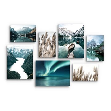 Novart Wandbild Wandbilder Set Landschaft Natur See Berge 100x70 cm, See