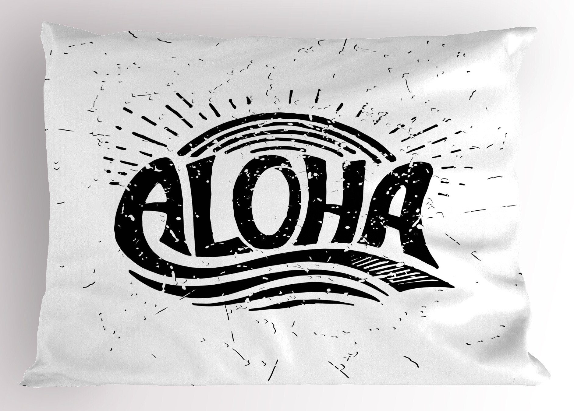 Aloha Kalligraphie Zeichnung Stück), Size Grunge Kissenbezüge (1 in Kopfkissenbezug, Standard Gedruckter Abakuhaus Dekorativer