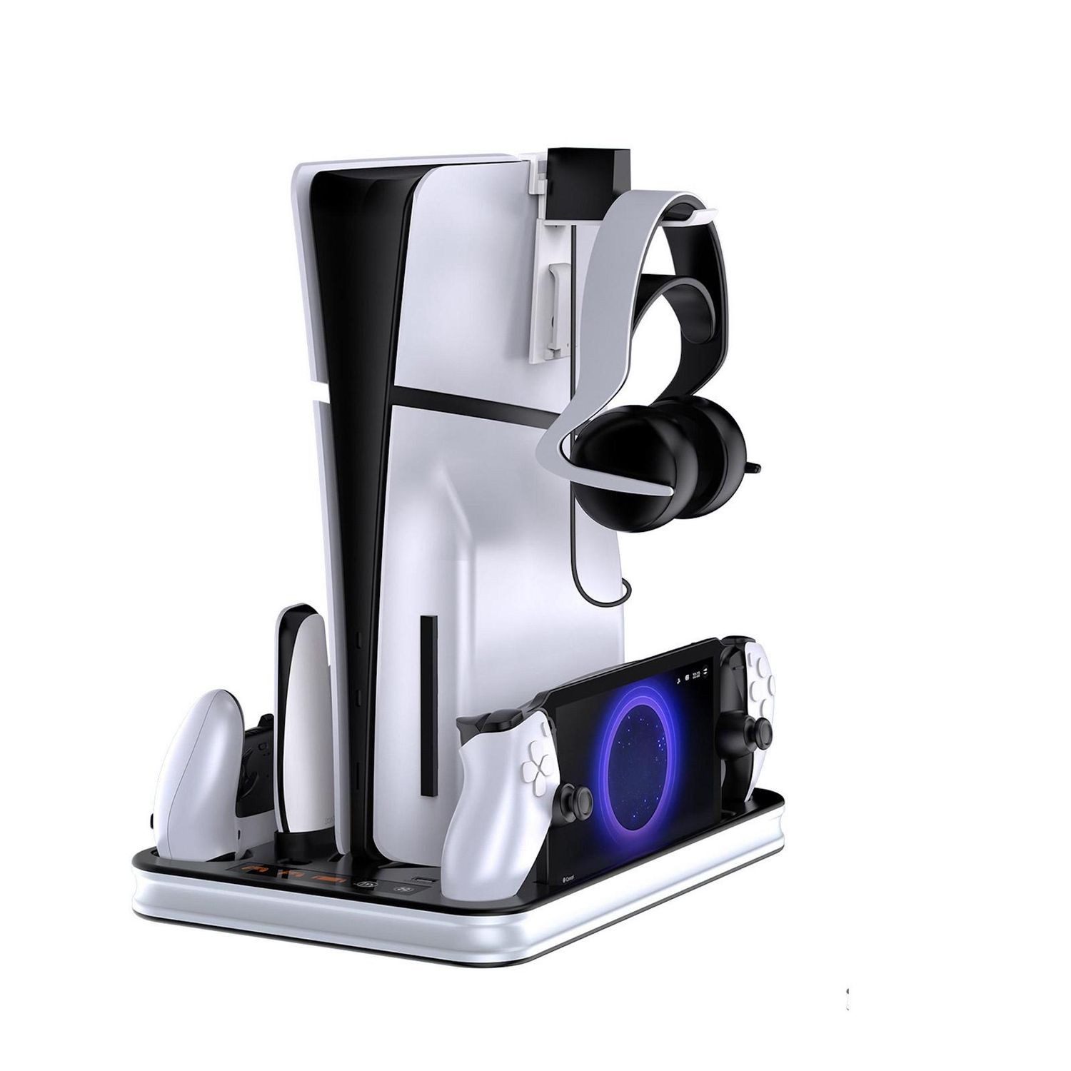 Wigento Für Sony PlayStation 5 Slim / Portal Ladestation Controller Dock Weiß Stromadapter