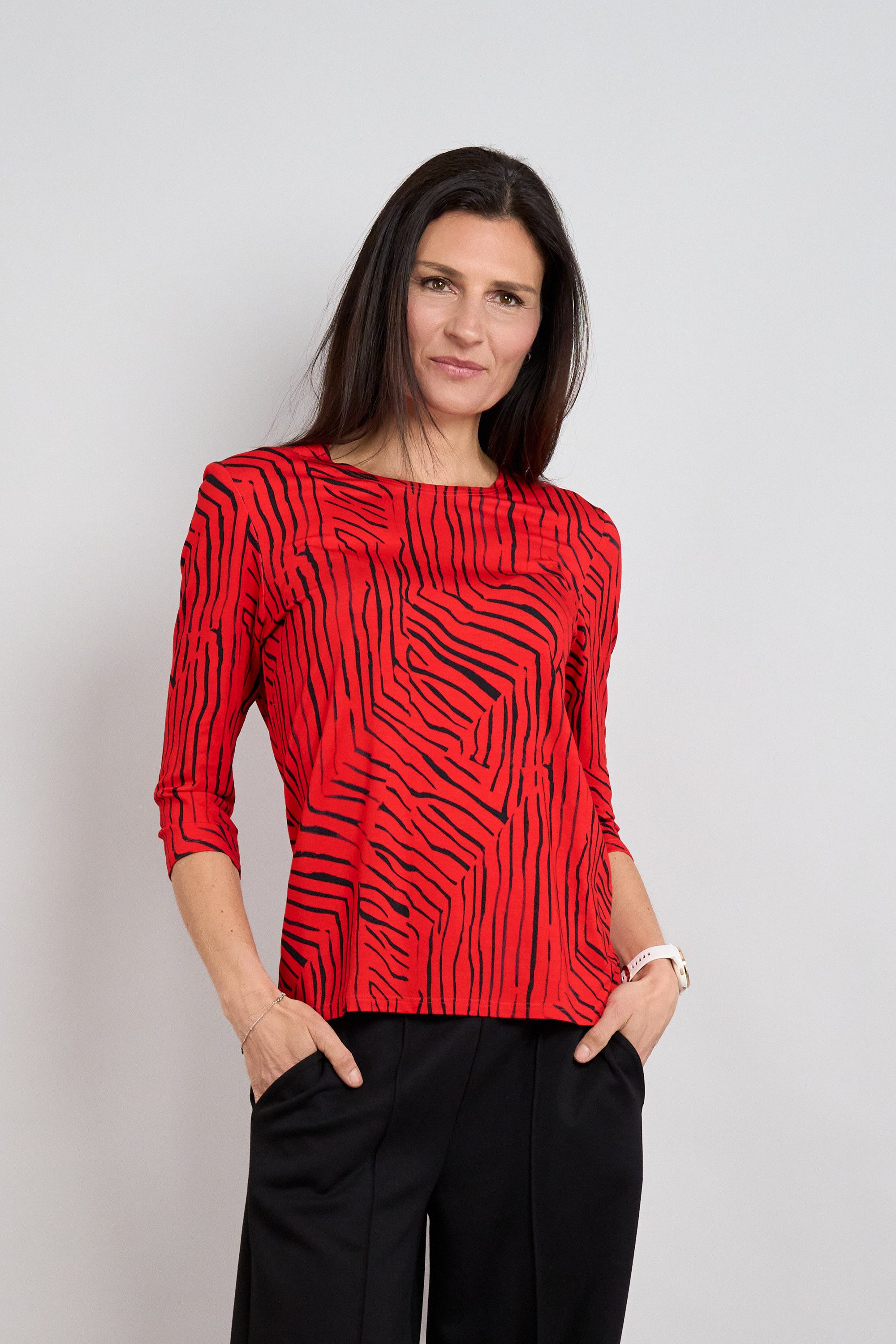 Seidel Moden 3/4-Arm-Shirt 3/4-Arm Sommershirt mit grafischem Muster - MADE IN GERMANY