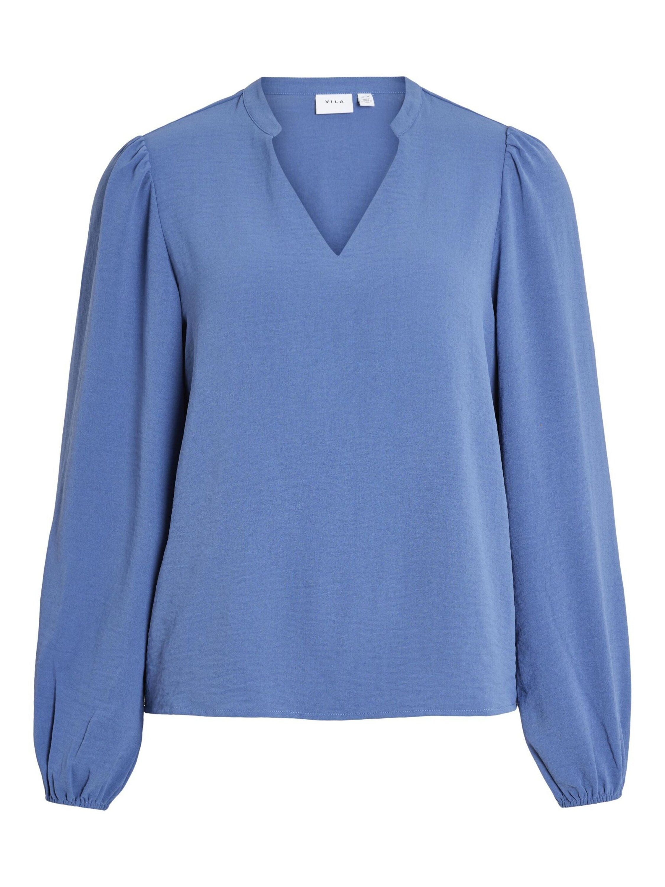 Vila Blusenshirt Mandarin-Kragen V-Ausschnitt Regular Fit VIRELLA V-NECK L/ günstig online kaufen