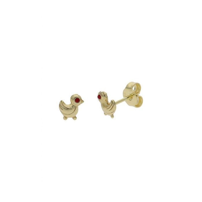 JuwelmaLux Paar Ohrstecker Ohrstecker Gold Ente Ohrringe Zirkonia (2-tlg) Mädchen Kinderohrstecker Gold 585/000 inkl. Schmuckschachtel