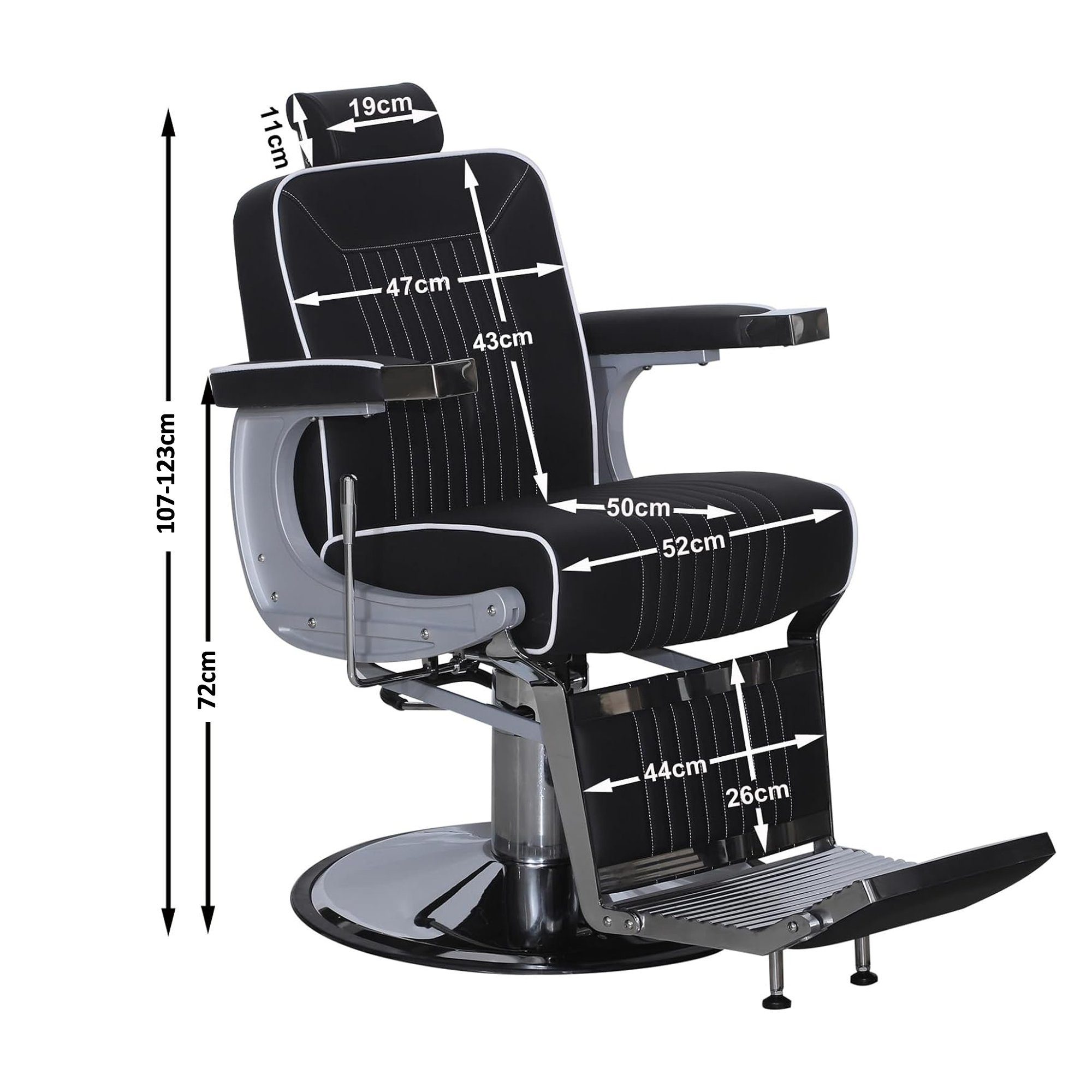 Barberpub Stuhl drehbar ° mit Höhenverstellbar, 140° Kopfstütze Barberpub Friseursessel hydraulischer Friseurstuhl mit 3822BK, Kippbar, Sperre, 360