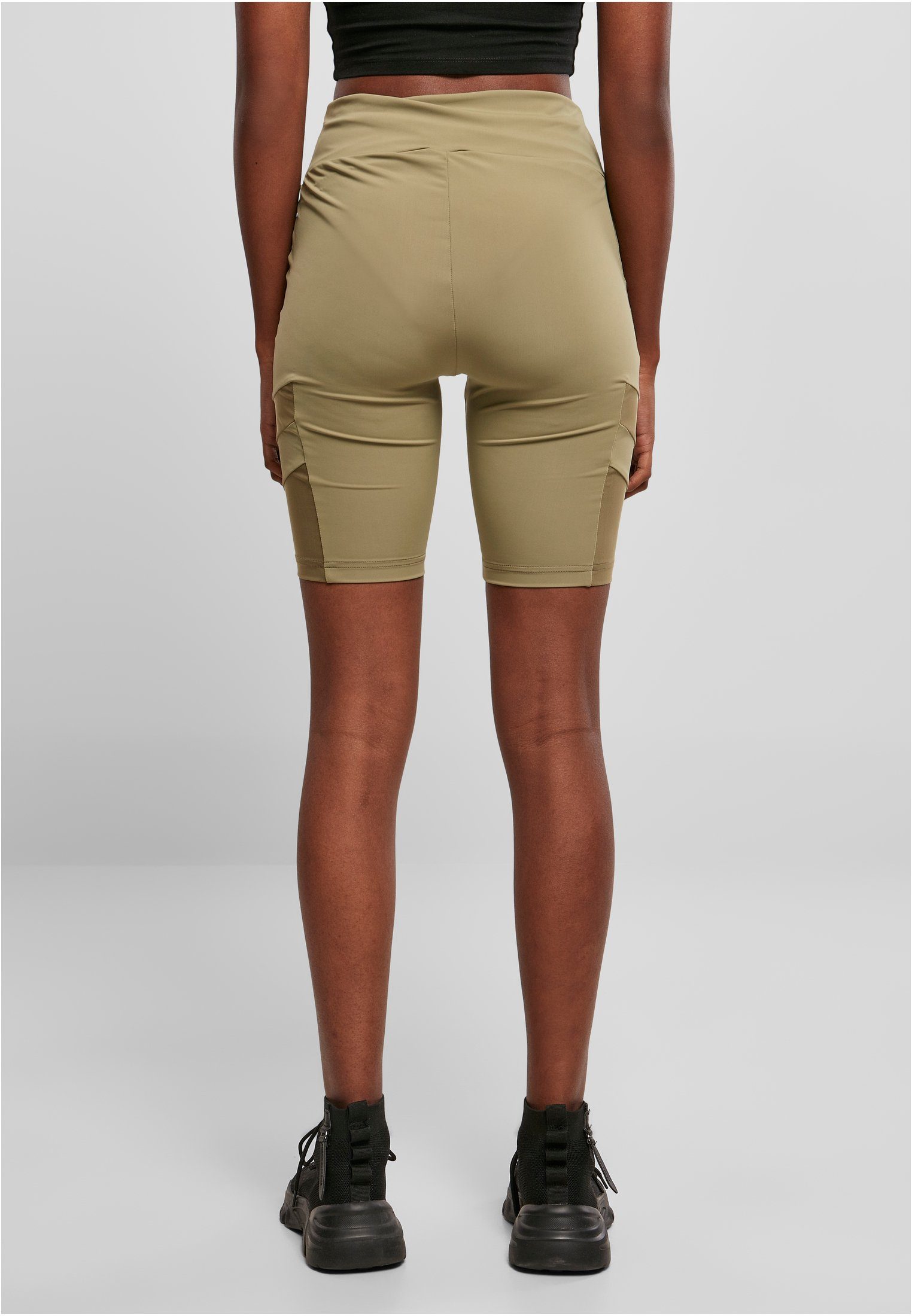 URBAN CLASSICS Cycle Ladies khaki Stoffhose Waist (1-tlg) Shorts Damen High Mesh Tech