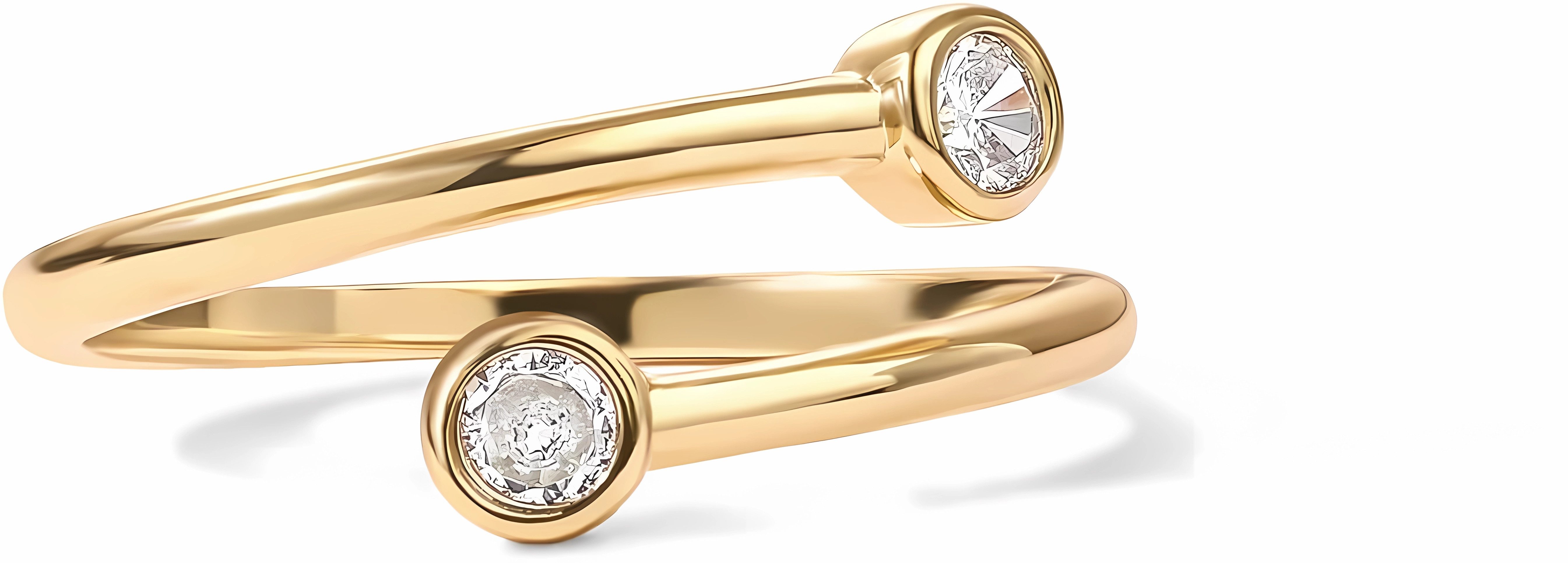 Jumpeak Diamantring 585 Gold, 0,2 Karat Doppel-Diamantring, Damenring, Stapelbarer, vielseitiger Ring für Hochzeiten, Jubiläumsgeschenke