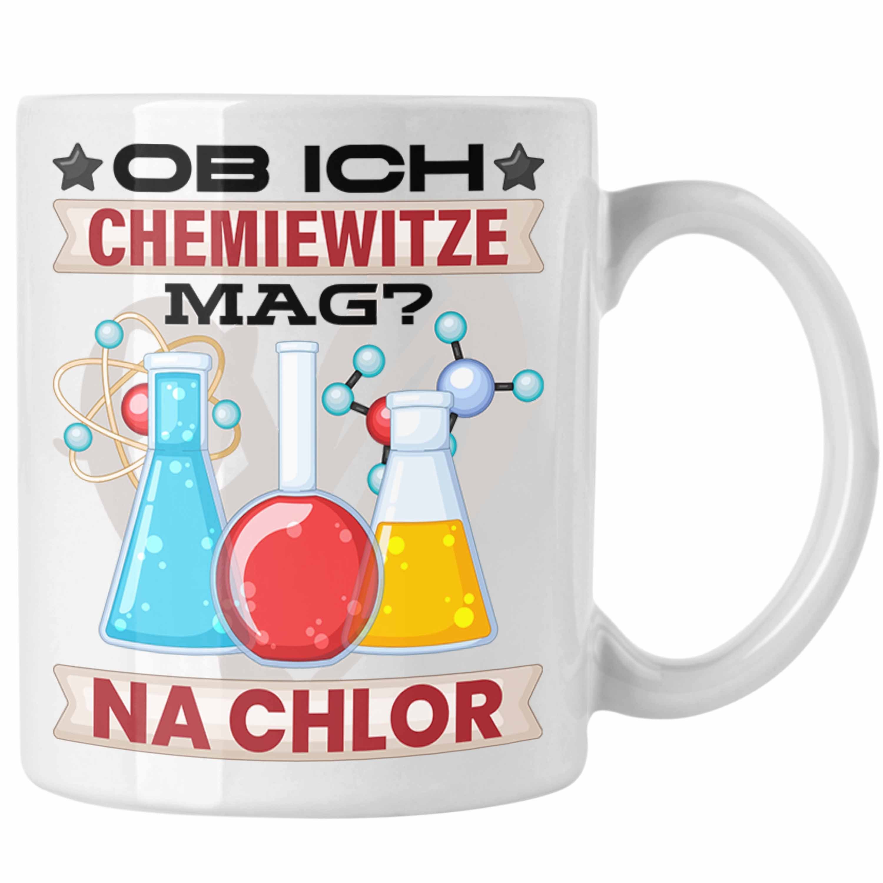Trendation Tasse Chemie Tasse Geschenk Chemiker Na Chlor Geschenkidee Chemie-Student Weiss