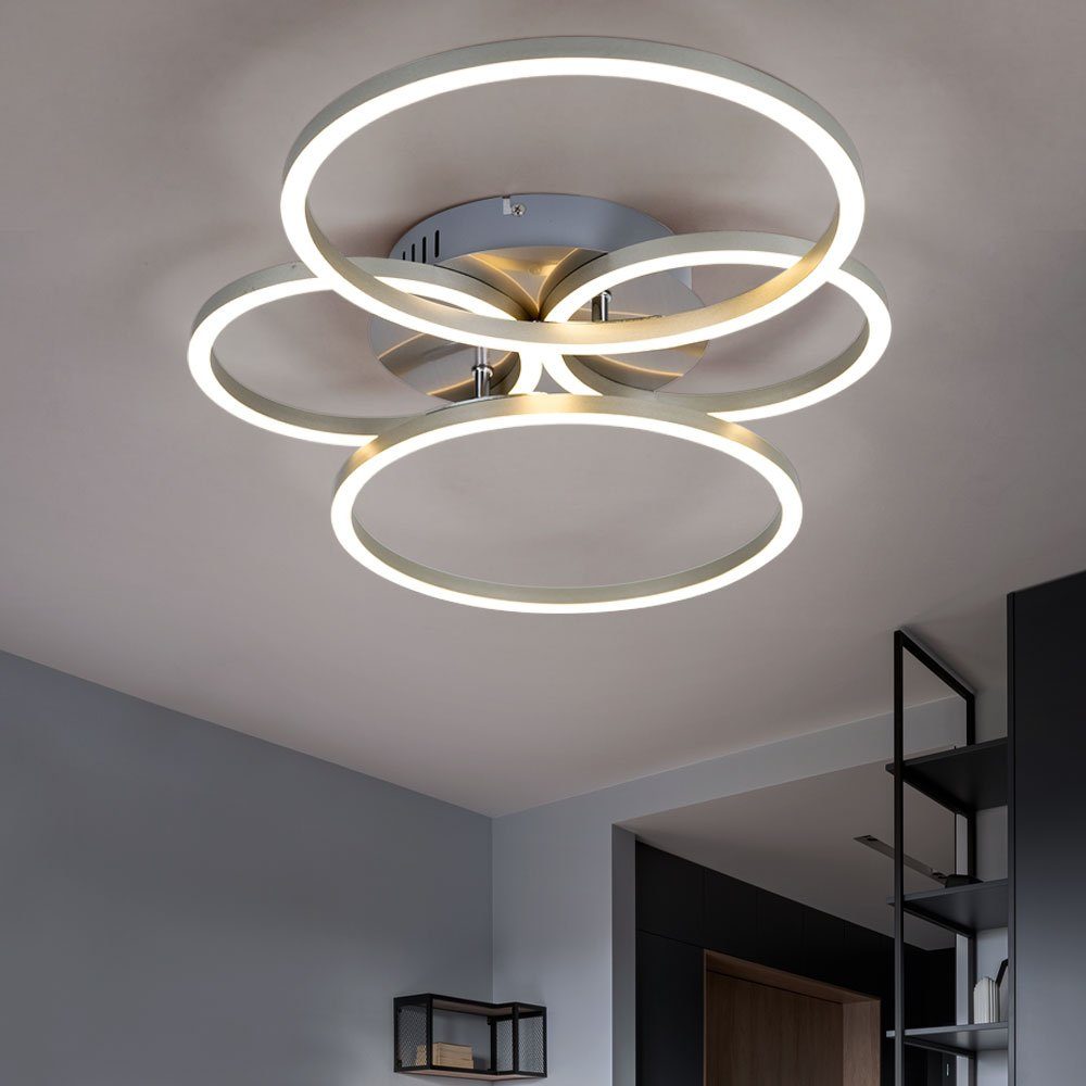 LED fest Warmweiß, Wohnzimmerlampe LED Deckenlampe verbaut, modern Deckenleuchte, Ringe LED-Leuchtmittel verstellbar etc-shop