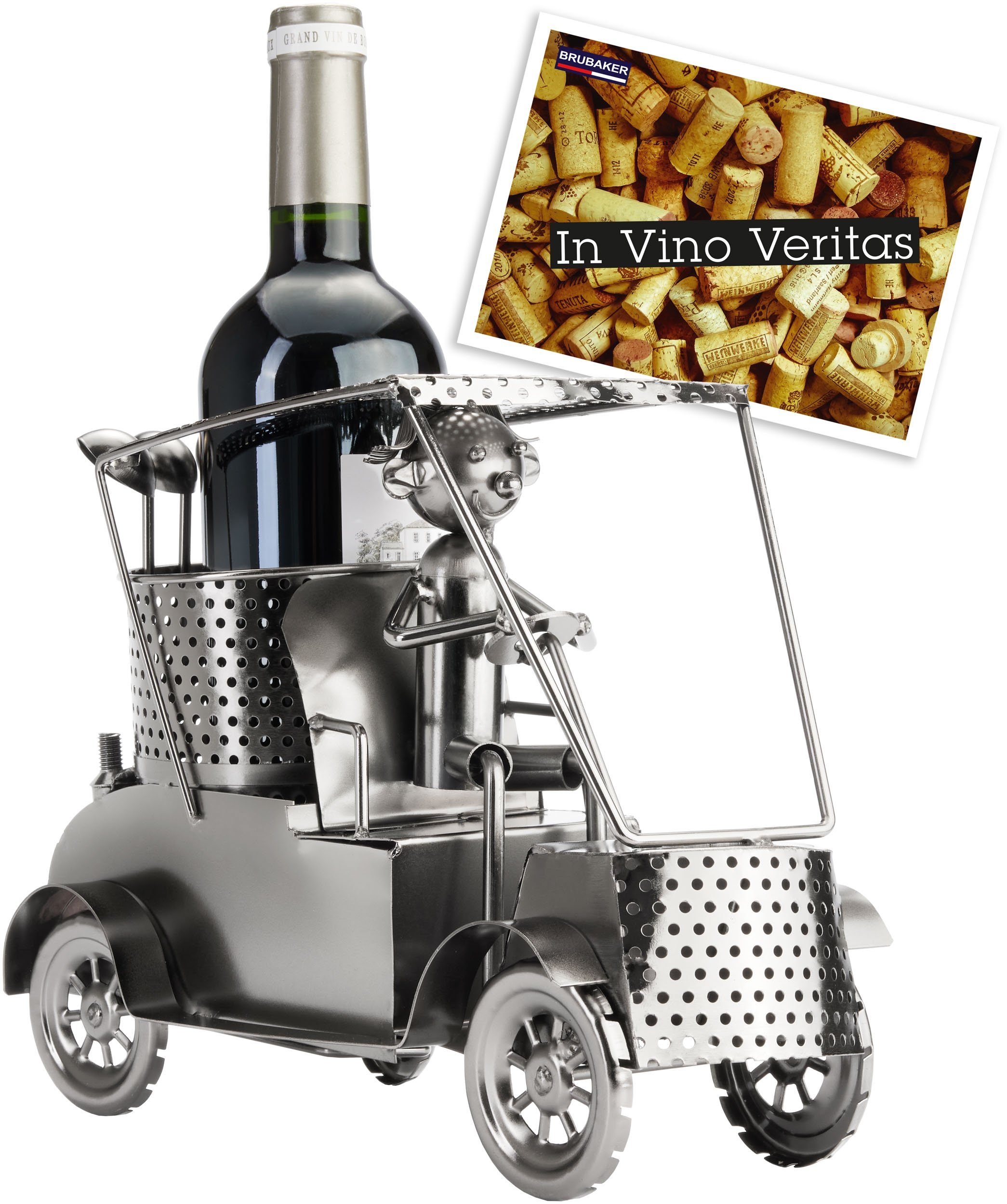Weinflaschenhalter Golfer im Golfcart