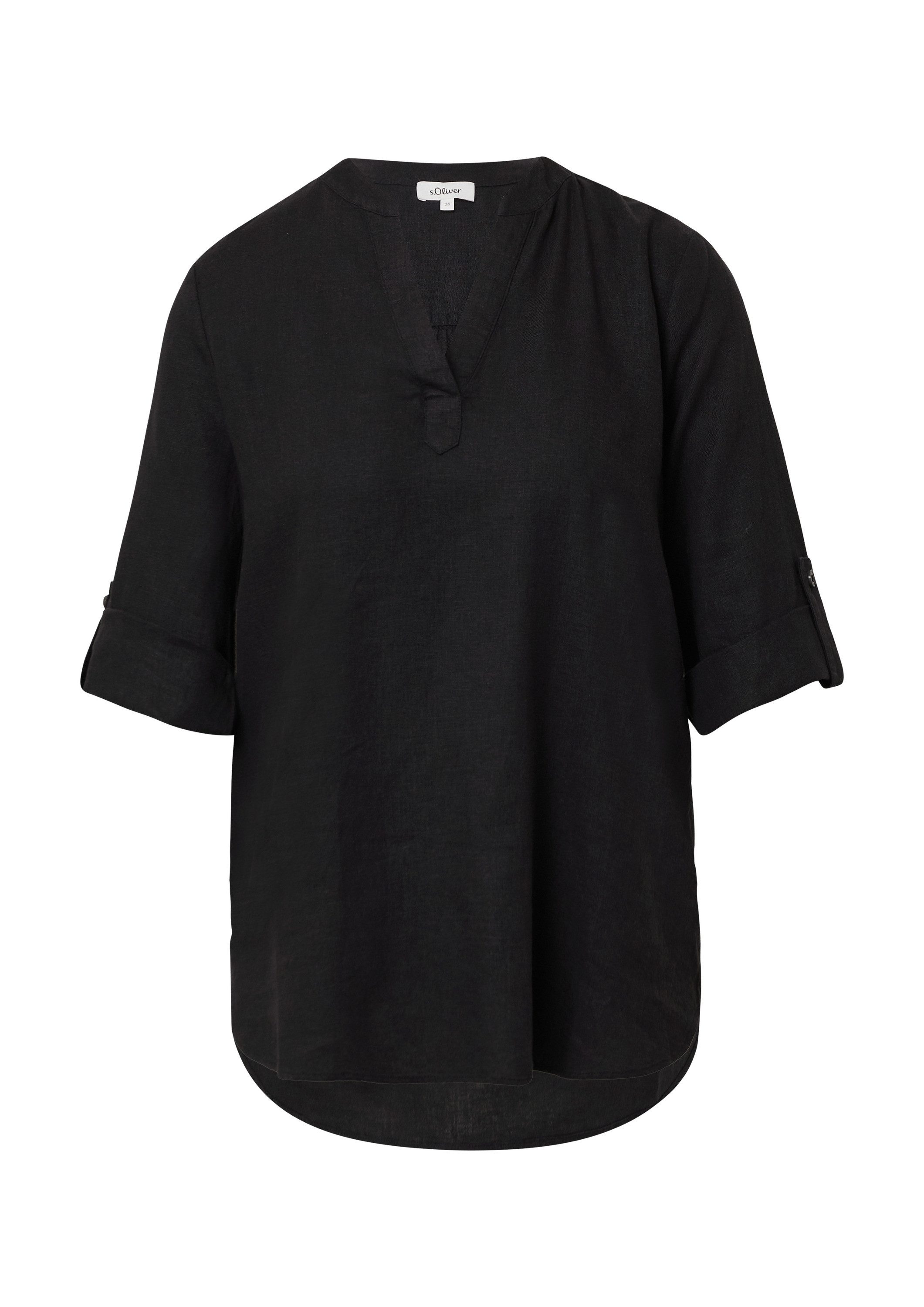 s.Oliver Kurzarmbluse Bluse Leinenmix-Bluse mit Turn-up günstig online kaufen