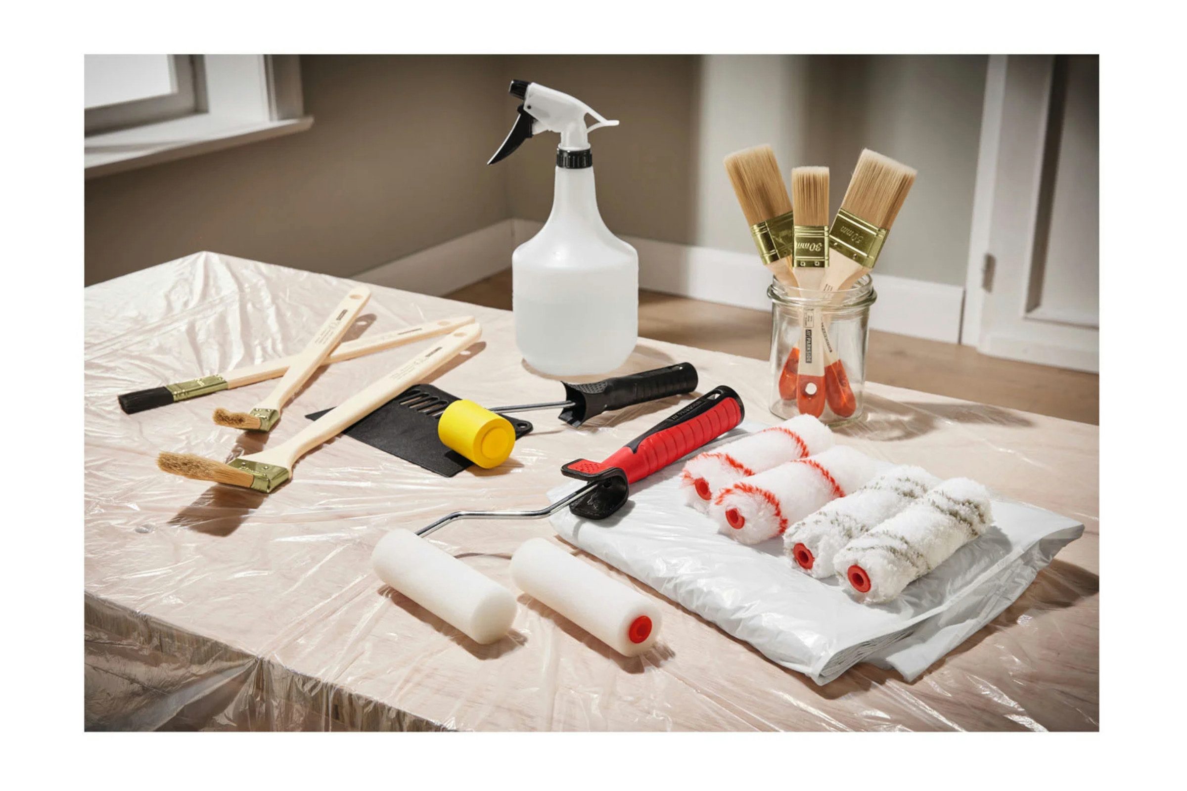 Parkside Tapezierschere Parkside Tapezier Set 3 teilig Schere Spachtel Andruckrolle