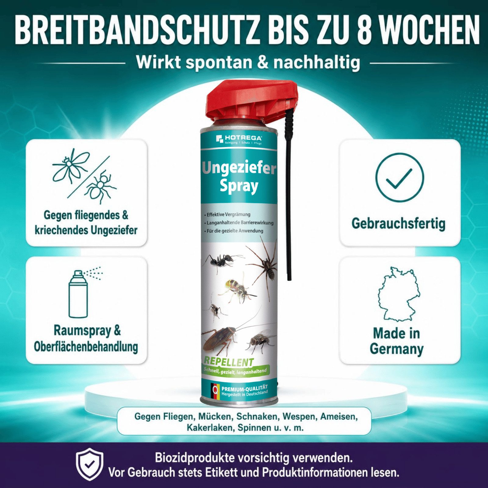 HOTREGA® Vergrämungsmittel Ungeziefer-Spray REPELLENT 600 ml, Insektenspray, geruchsarm & sicher, 0.6 l – Bild 3 von 5
