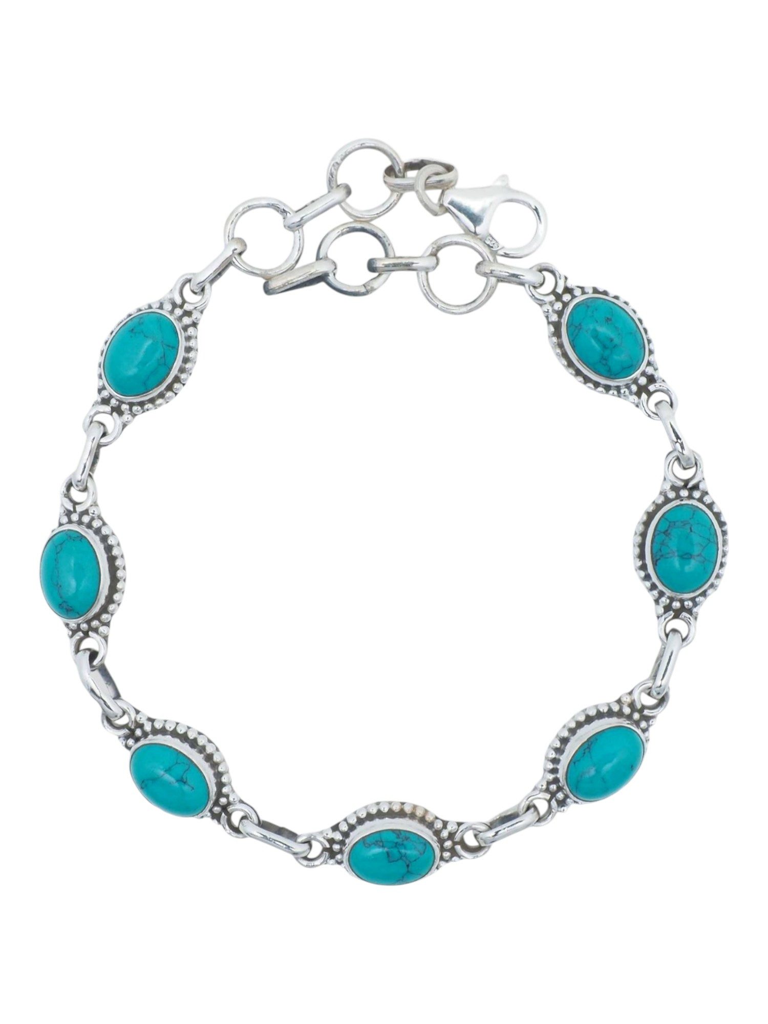 Silberarmband PUNTI oval aus 925 Silber mit Türkis