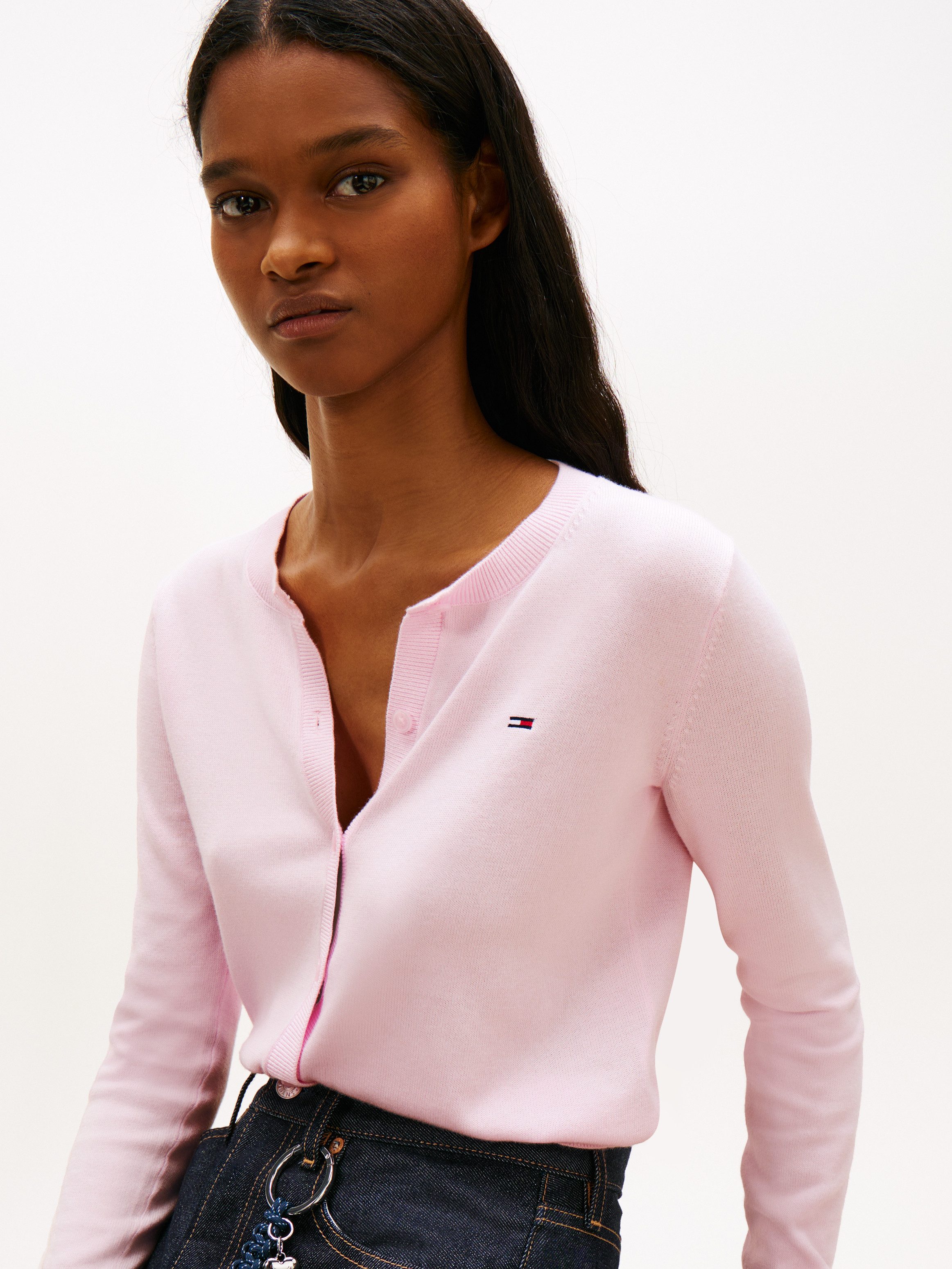 Tommy Jeans Strickjacke TJW ESSENTIAL CREW NECK CARDIGAN Baumwolle günstig online kaufen