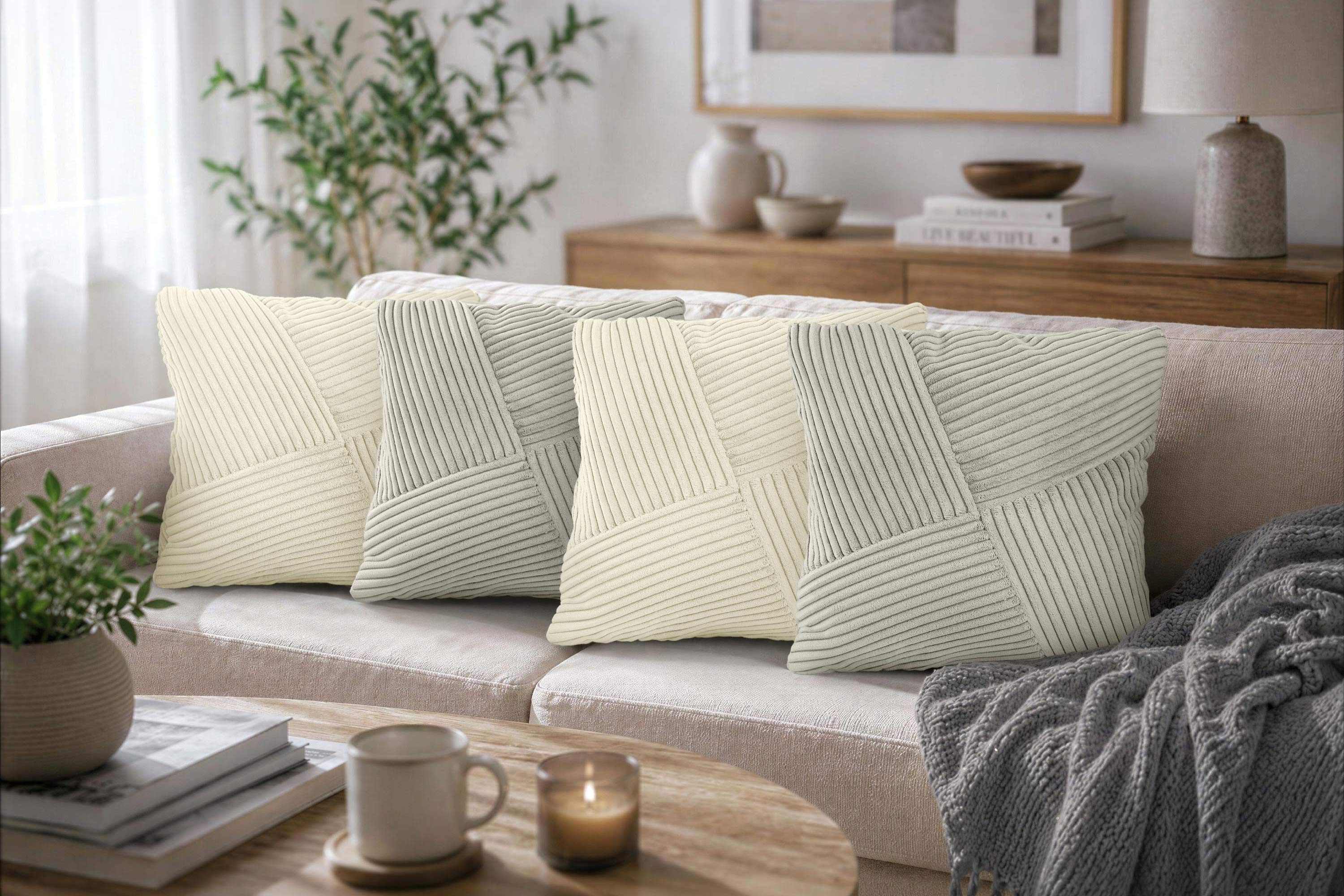 Amilian Dekokissen Sofakissen Zierkissen 4er-Set - weich, unifarben, formstabil, Couchkissen mit Kissenfüllung 40x40 cm