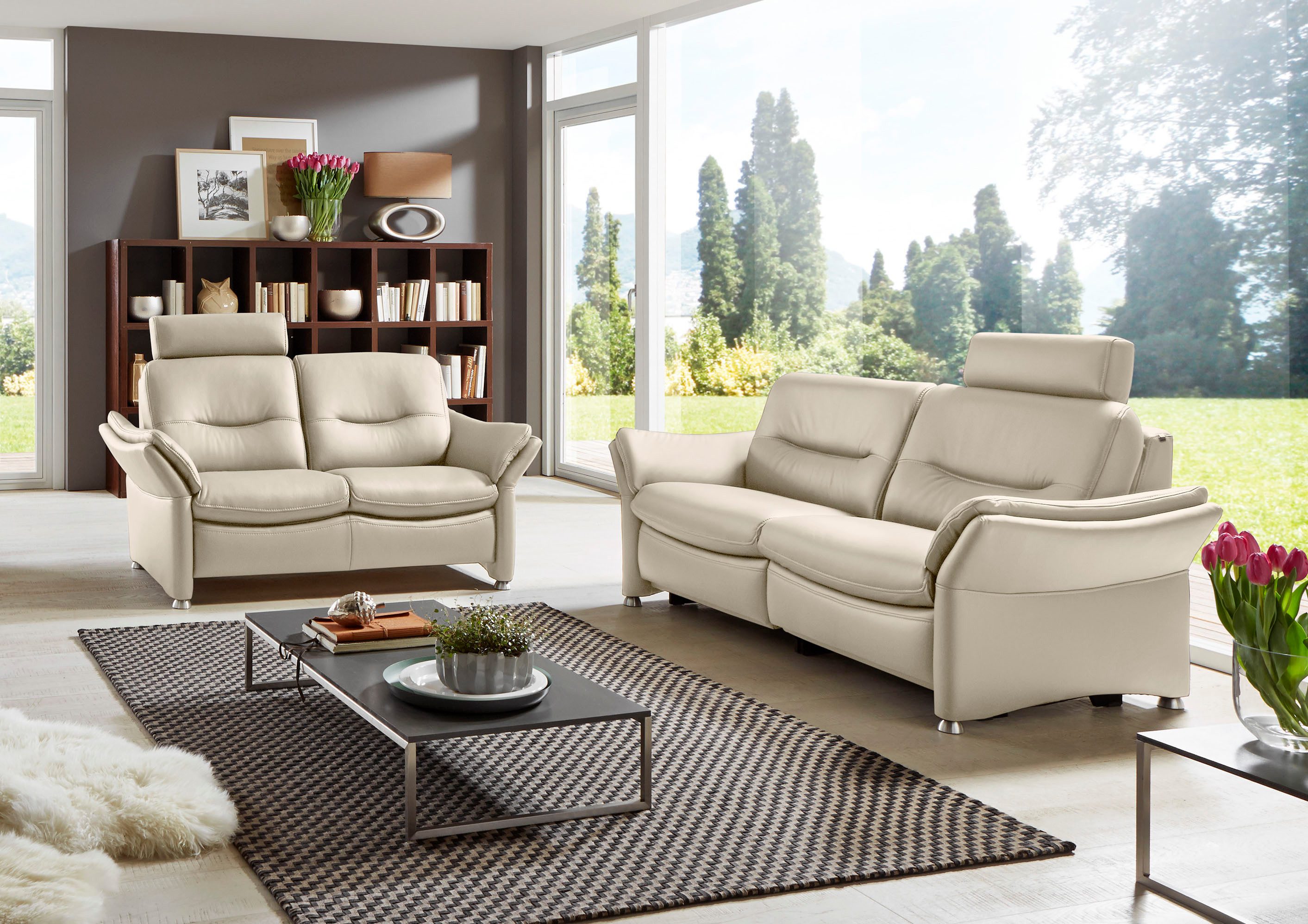 HUKLA 2,5-Sitzer HU-SF15058 Ledersofa, Breite 194 cm, aus Leder, optional Kopfstütze u. WallAway-Funktion