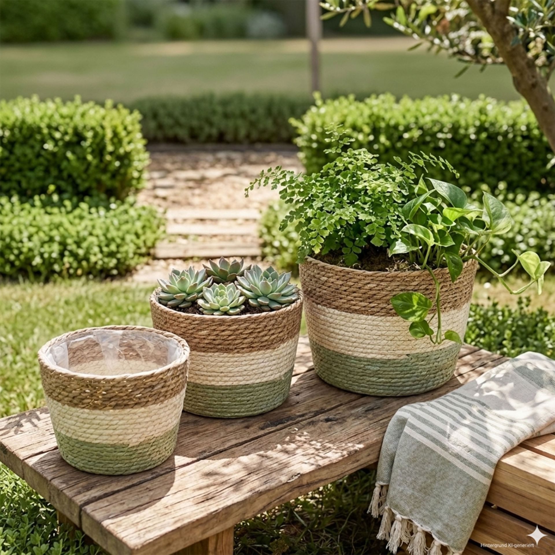 Home-trends24.de Übertopf Naturfarben Blumen Übertopf Planztopf Planzer in 3 Größen wählbar (1 St)
