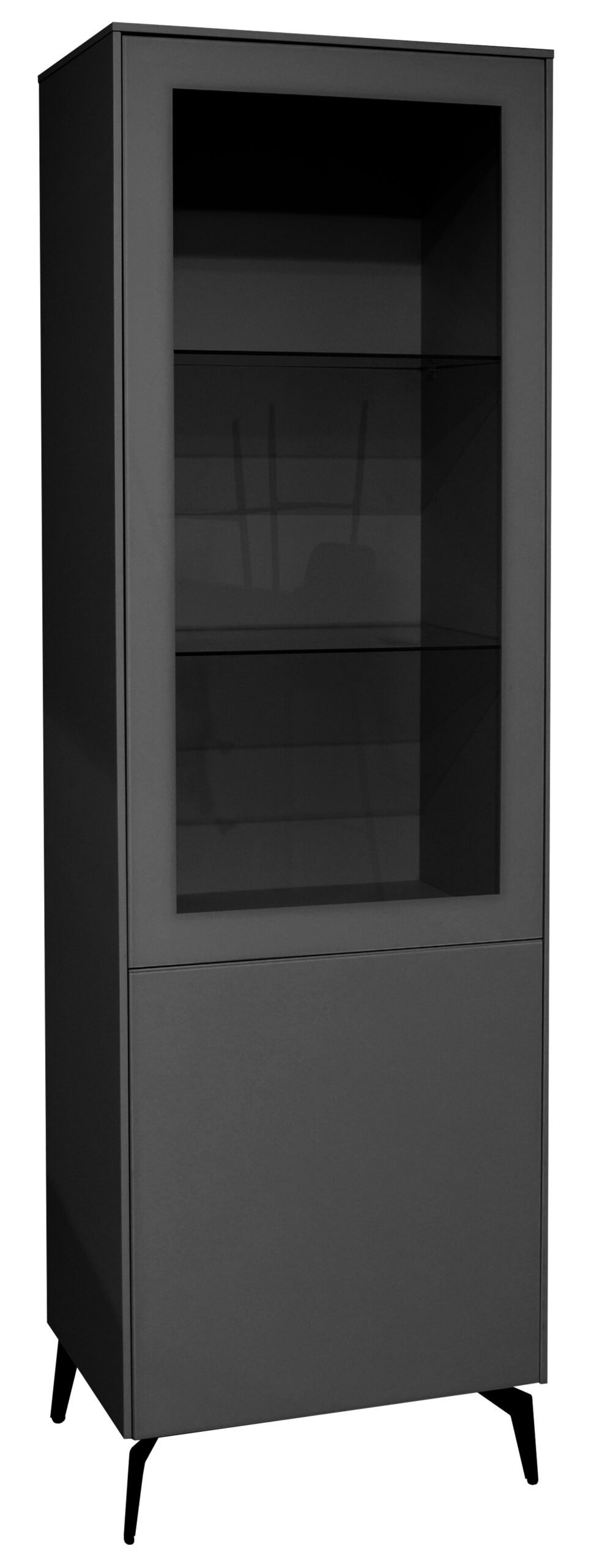 möbel-direkt.de Wohnzimmer-Set Standvitrine Imola Anthrazit matt lack und Glas