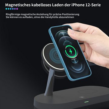 yozhiqu Smartphone-Dockingstation Magnetisches drahtloses Ladegerät für Apple-Geräte - 5 in 1 Design, Schnell, einfach und perfekt kompatibel mit iPhone und iWatch-Serie