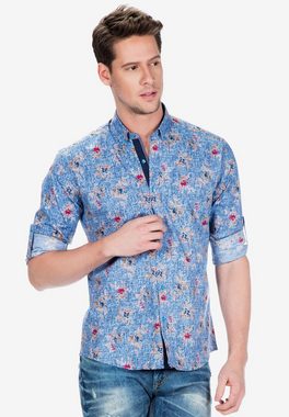 Cipo & Baxx Langarmhemd mit trendigen Blumen-Prints