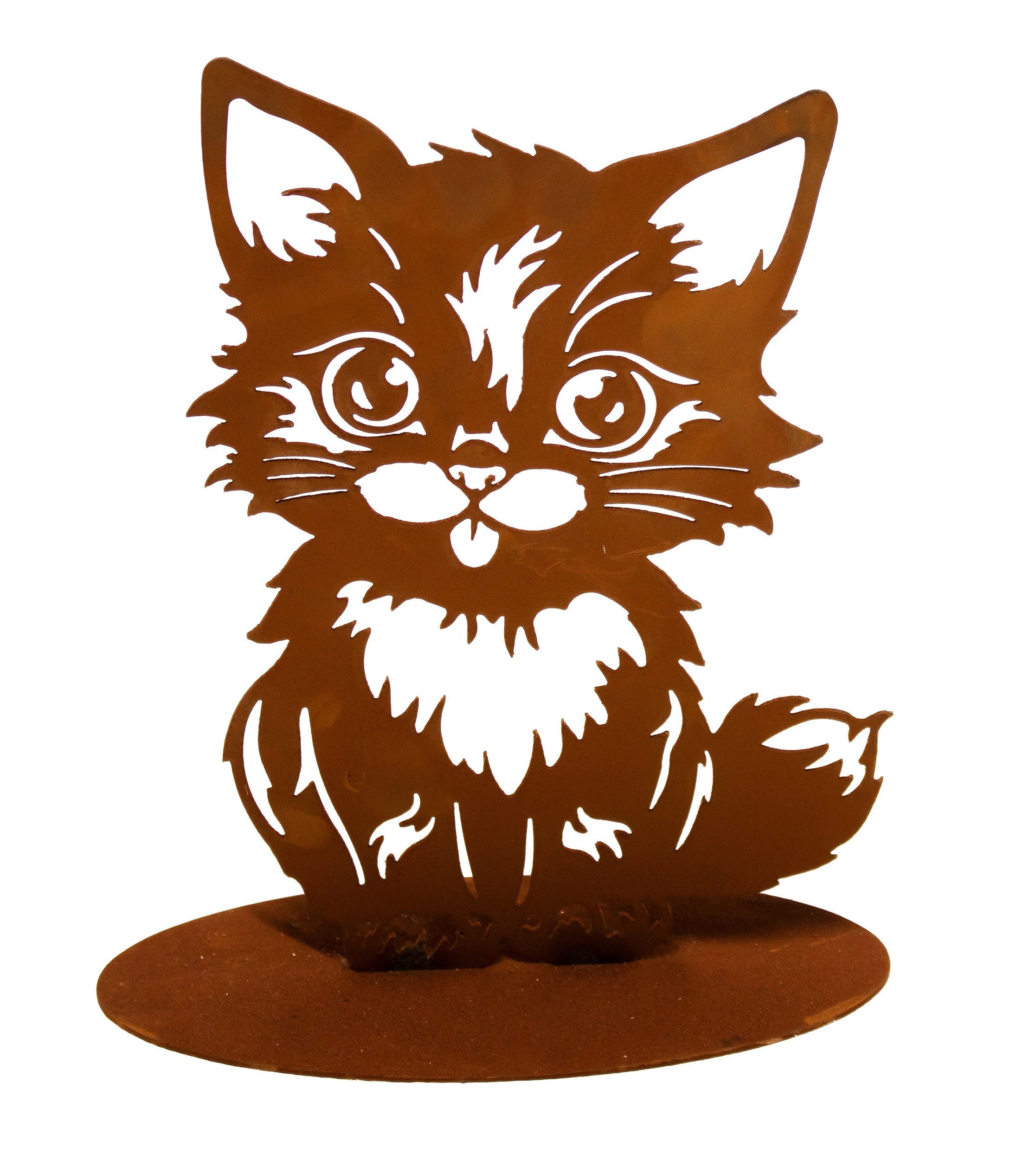 Ferrum Art Design Gartenfigur Edelrost Metall Rostoptik Gartendeko Figur Stecker Ferrum Kätzchen